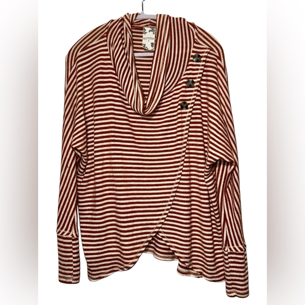 EUC BLU PEPPER Women's Crossover Striped Top - small